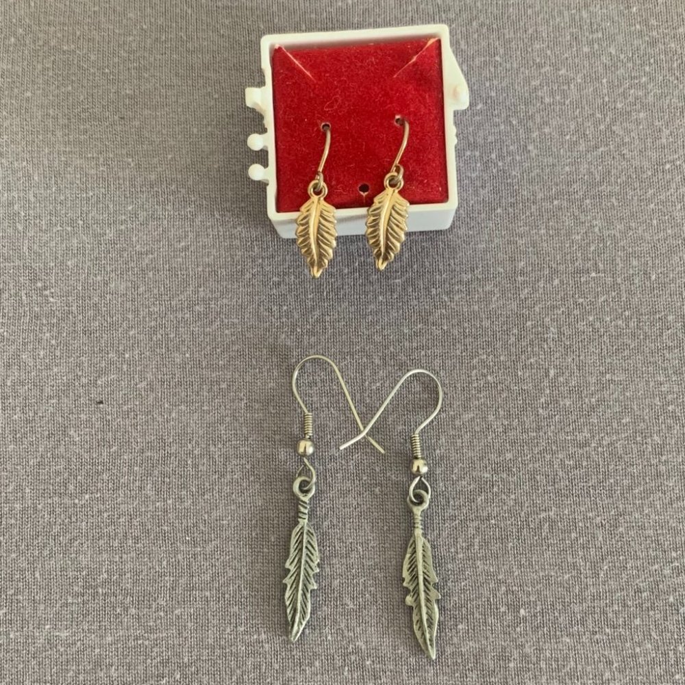 2/$20 Leaf Earrings - 2 Pair - 1 Gold/1 Silver